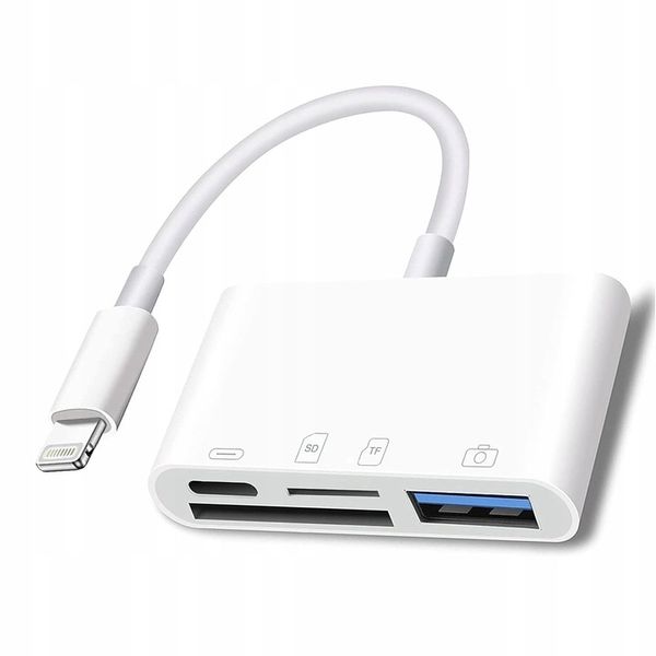ADAPTER CZYTNIK KART IPHONE IPAD LIGHTNING 4w1 SD SDHC Micro SD SDHC TF zdjęcie 2
