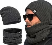 Ciepły POLSKI MĘSKI KOMPLET CZAPKA KOMIN zestaw szalik Tuba KOLORY k5