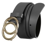 gładki, skórzany pasek damski ze złotą, podwójną klamrą - rovicky