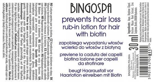 ZAPOBIEGA WYPADANIU WŁOSÓW BIOTYNA WCIERKA BINGOSPA na Arena.pl