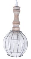 Lampa metalowo drewniana klosz szklany kula