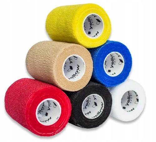 12 bandaży kohezyjnych samoprzylepnych 10cmx4,5m YELLOWBAND mix kolorów na Arena.pl