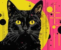 Plakat 60x50cm Neonowy Kocur