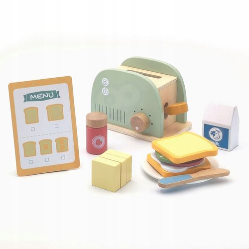 TOSTER DREWNIANY PASTELOWY ZESTAW ŚNIADANIOWY TOOKY TOY na Arena.pl