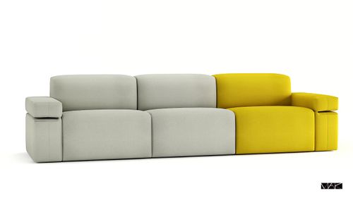 Sofa Block 236 cm szary j. żółty  D2 na Arena.pl