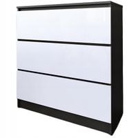 Komoda Do Salonu Sypialni 3 Szuflady 80 Zoe Czarna Biały Połysk