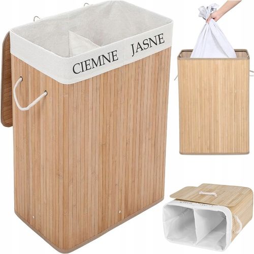 KOSZ BAMBUSOWY NA PRANIE DWUKOMOROWY POJEMNIK 100L na Arena.pl