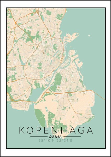 Kopenhaga mapa kolorowa - plakat 50x70 cm zdjęcie 1