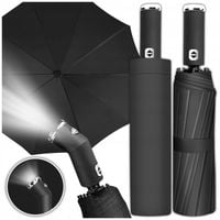 PARASOLKA AUTOMATYCZNA Z LATARKĄ LED PARASOL SKŁADANY PEŁEN AUTOMAT CZARNY