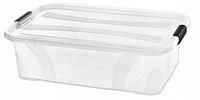 Pojemnik Plastikowy Pudło 21L Przeźroczyste z Pokrywą na Zabawki Ubrania