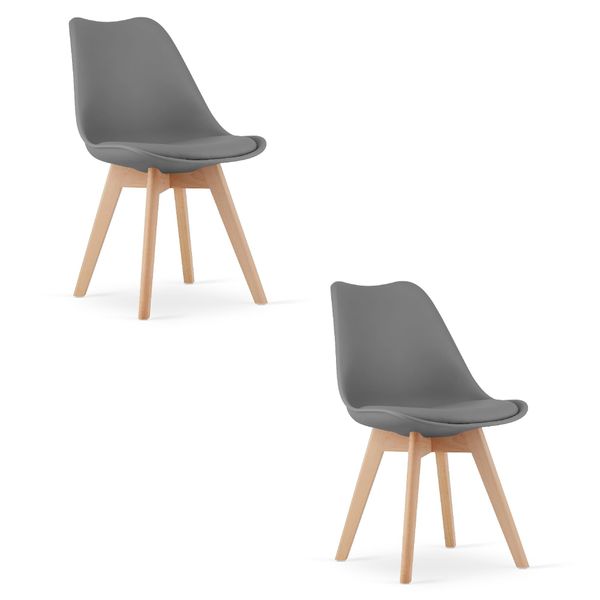 Krzesło grafitowe skandynawskie MARK nogi bukowe 2 szt. loft kuchnia zdjęcie 1