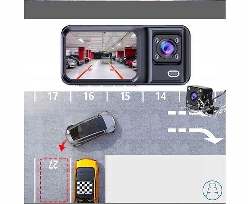 WideoRejestrator 3 Kamery z Kamerą cofania G-sensor Wstrząsy menu PL na Arena.pl