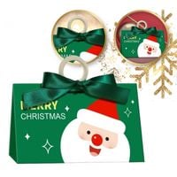 pudełko prezentowe ozdobne zielone, merry christmas z kokardą 17x10x8,5 cm