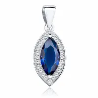 RODOWANY SREBRNY WISIOREK ŁEZKA SZAFIR CYRKONIE