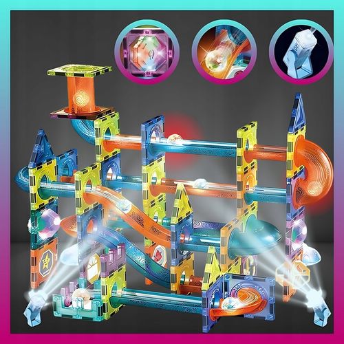 Klocki MAGNETYCZNE KONSTRUKCYJNE świecący tor 110 el 3D MAGNETIC Edukacyjne na Arena.pl