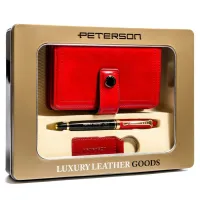 stylowy zestaw prezentowy portfel z rfid, brelok i długopis - peterson