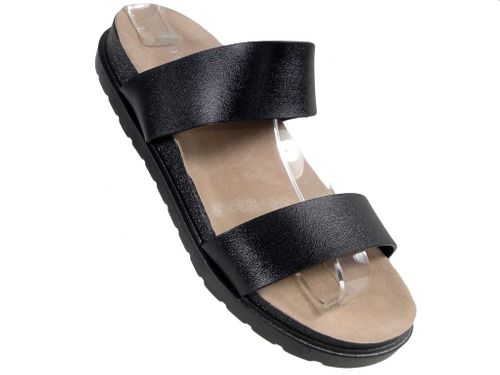 Czarne gumowe klapki z paskami płaskie 36 na Arena.pl