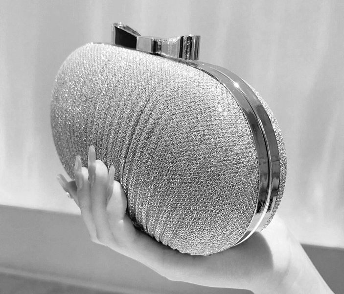 Srebrna Torebka Wieczorowa Kopertówka Wizytowa zdjęcie 13