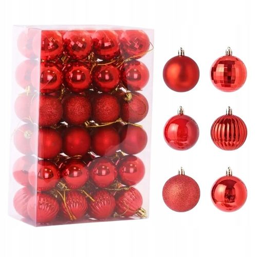 BOMBKI CHOINKOWE CZERWONE NIETŁUKĄCE TRADYCYJNE NA CHOINKĘ ZESTAW 48SZT na Arena.pl