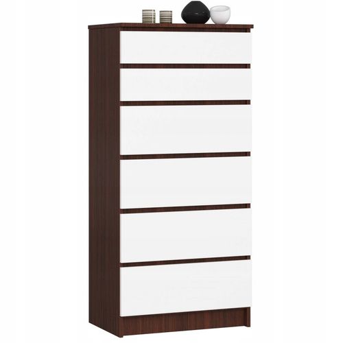 KOMODA K60 6 SZUFLAD WENGE / BIAŁA na Arena.pl