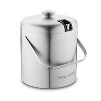 POJEMNIK Z POKRYWKĄ + SCZYPCE NA LÓD KONIGHOFFER LUGO 3 L SREBRNY SATYNA