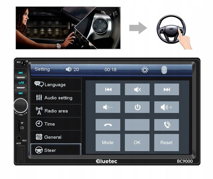 RADIO SAMOCHODOWE BLUETOOTH 2 DIN 7" RDS USB MICRO SD 4x50W KAMERA zdjęcie 2