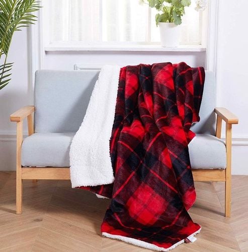 Koc Polarowy W Kratę 220 X 240 Cm Czerwony na Arena.pl
