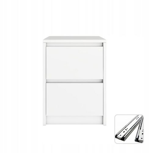 Praktyczna Szafka Nocna biała 2 szuflady stolik nocny loft 42x52x43cm na Arena.pl