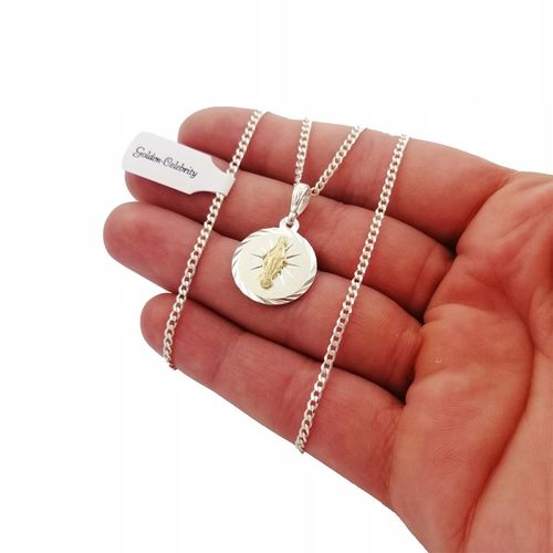 SREBRNY ŁAŃCUSZEK PANCERKA + MEDALIK MATKA BOSKA SREBRO PR. 925 + DEDYKACJA na Arena.pl