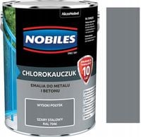 NOBILES CHLOROKAUCZUK FARBA DO METALU I BETONU SZARY STALOWY 7046 POŁYSK 5L