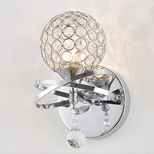 Kinkiet Kryształowy Kula Ball Okrągły Chrom Kryształowa Lampa Ścienna
