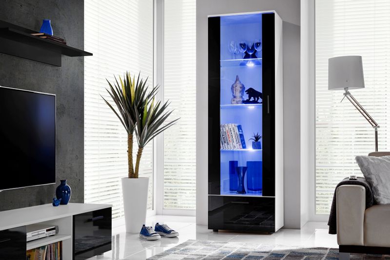 Pan Igiełka Meblościanka LED RGB Czarny Biały Dąb Wotan Zestaw Mebli zdjęcie 3