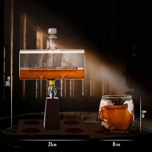 Zestaw do Whisky Karafka z Kranikiem Statek 4 Szklanki Prezent dla Faceta na Arena.pl