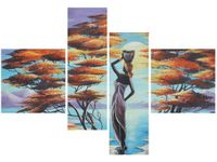 130CM 90 OBRAZ 4 ELEM AFRYKAŃSKA DZIEWCZYNA KOSZEM ŚCIENNY