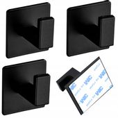 4X Wieszak Czarny Samoprzylepny Haczyk Na Ręcznik