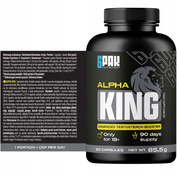 TESTOSTERON Booster Complex 6 Składników Alpha KING Libido Potencja zdjęcie 3