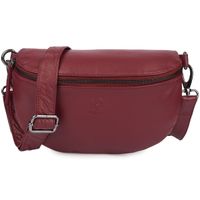 duża saszetka skórzana typu nerka wielofunkcyjna - ciemnoczerwona