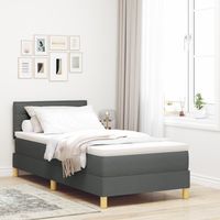 Łóżko Box Spring z materacem ciemnoszarym 90x200 cm tkanina