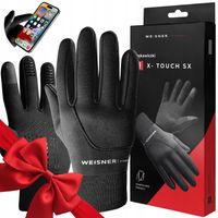 WEISNER SX | Softshell Rękawiczki Czarne Męskie Samochodowe TELEFONU