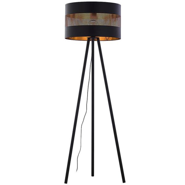 Stojąca lampa na trójnogu Tago 5053 TK Lighting ażurowa czarna złota zdjęcie 1