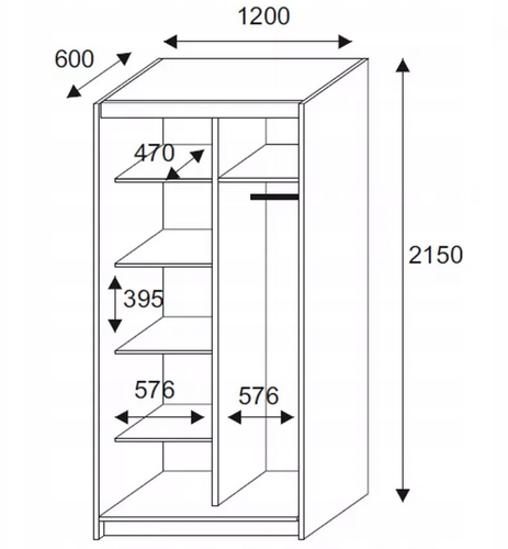 SZAFA DWUDRZWIOWA PRZESUWNA SONOMA 120CM pojemna garderoba do sypialni na Arena.pl