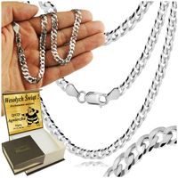 Łańcuszek Srebrny Męski 925 Pancerka DIAMENTOWANY PEŁNY 5mm Grawer GRATIS