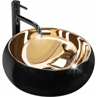 UMYWALKA NABLATOWA CZARNO ZŁOTA CERAMICZNA OWALNA REA LUNA GOLD BLACK