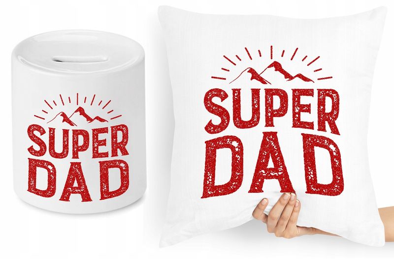 Dla Taty Zestaw Poduszka + Skarbonka Prezent Z Nadrukiem Ze Zdjęciem zdjęcie 1