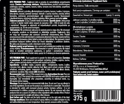 KFD Premium Pre-Workout II 375g Ananas-Pomarańcza na Arena.pl