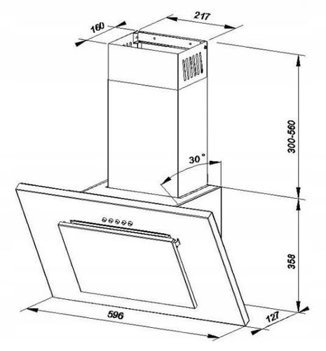 OKAP Kuchenny MAAN VERTICAL 60cm Czarny ŚCIENNY SZKŁO LED CICHY LUX na Arena.pl