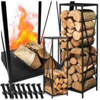 Stojak na drewno opałowe półka regał kominkowy metalowy loftowy kosz wysoki