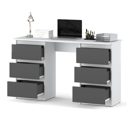 Biurko Komputerowe Białe Szare Loft Mat Młodzieżowe Komputerowe 120cm Ofi na Arena.pl