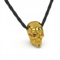 Męski Skórzany Naszyjnik [Skull] Złoty