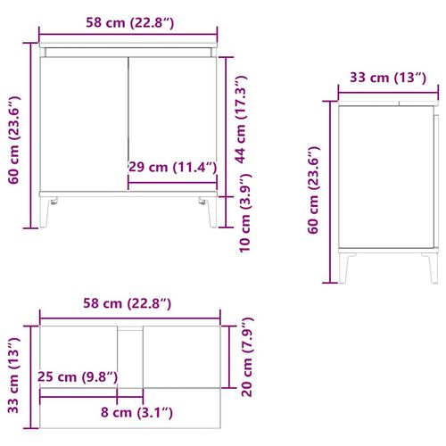 Szafka pod umywalkę, szary dąb sonoma, 58x33x60 cm na Arena.pl